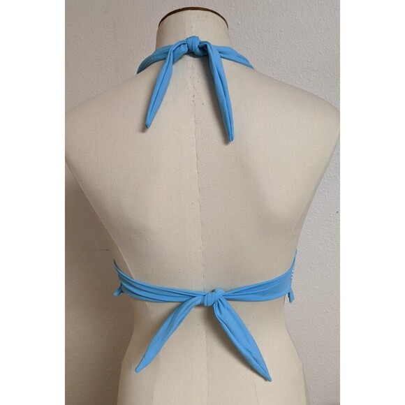 Women's LA BLANCA By Rod Beattie Baby Blue/White Triangle Bikini Top 10 - Picture 3 of 8